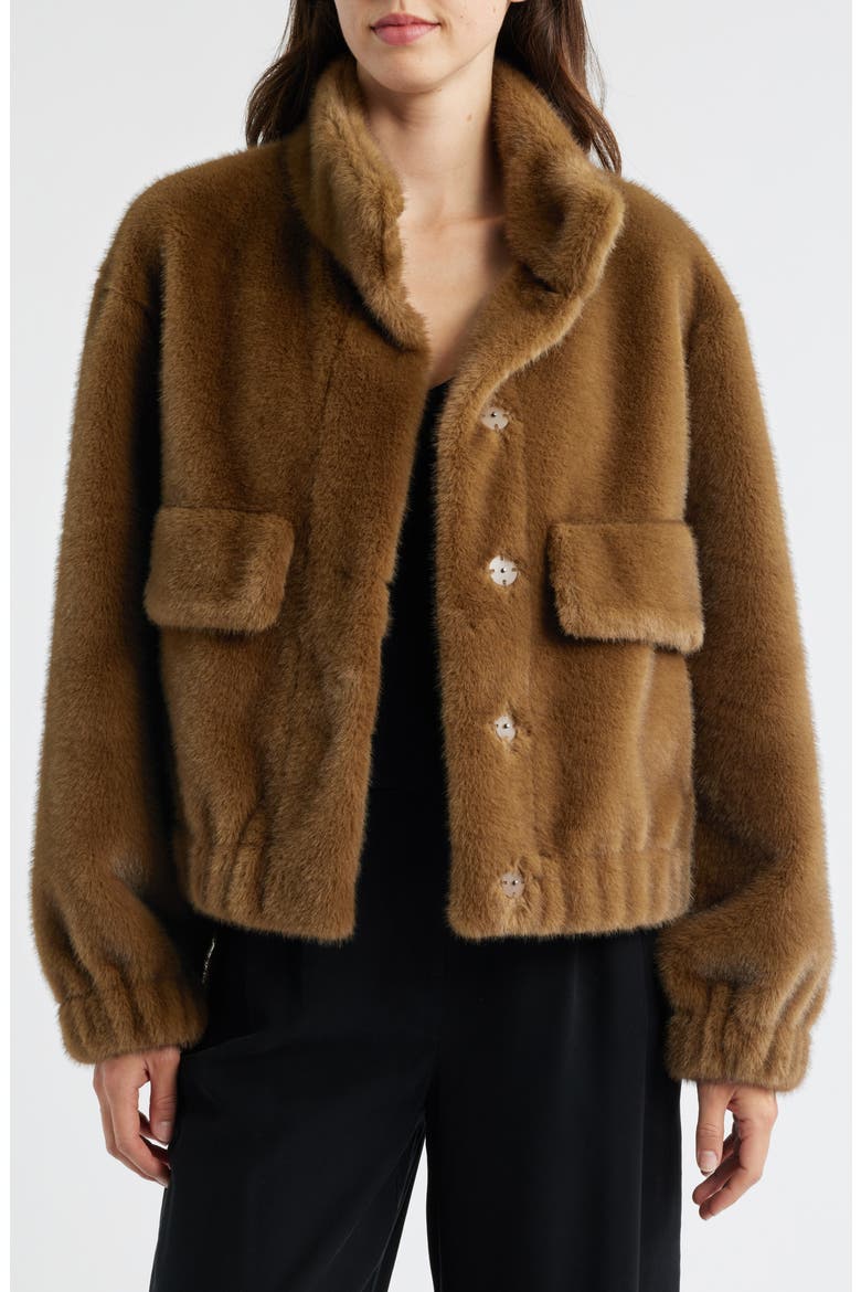 Faux Fur Bomber Jacket, Alternate, color, MINK