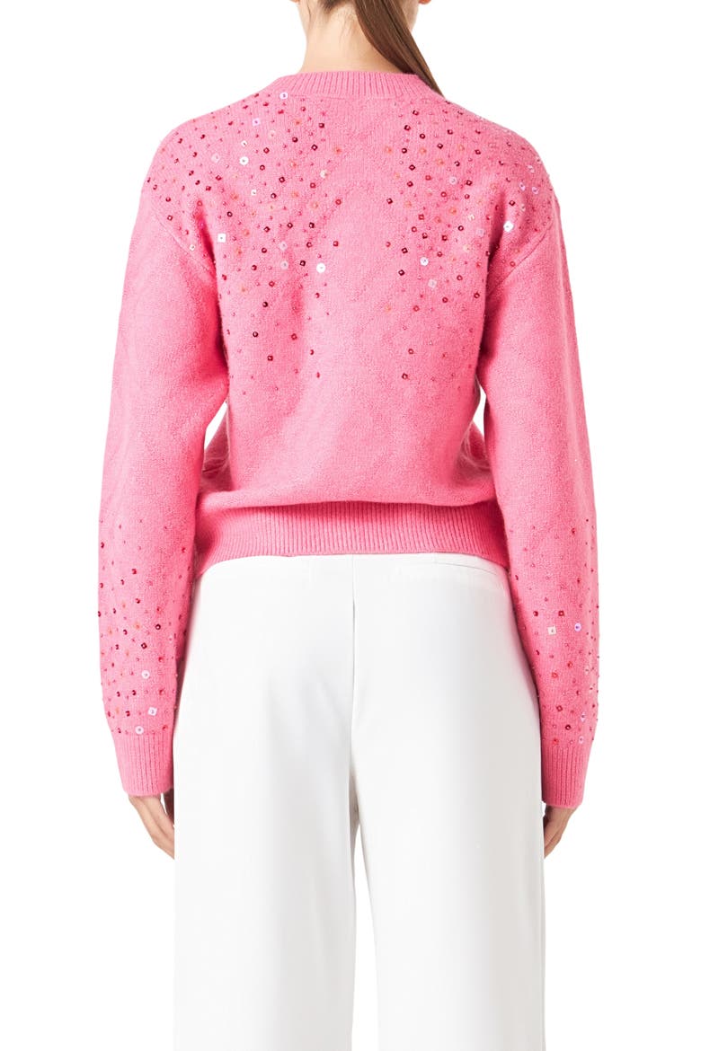 Sequin Crewneck Sweater, Alternate, color, PINK