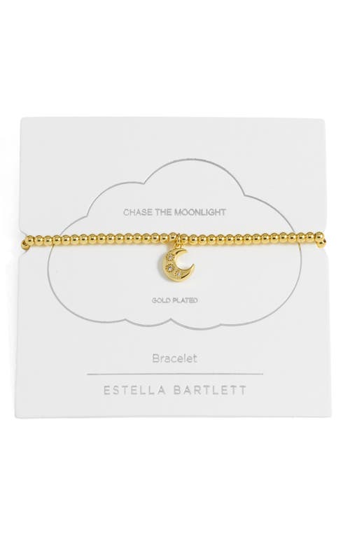 Estella Bartlett Sienna Moon Beaded Stretch Bracelet In Gold