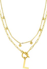 Adornia Initial Pendant Layered Chain Necklace