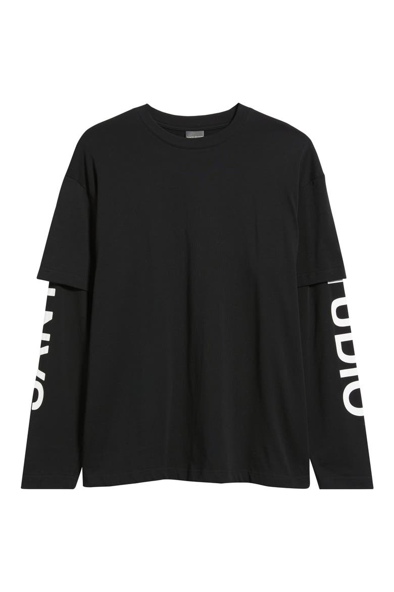 Preda Layered Look T-Shirt, Alternate, color, BLACK