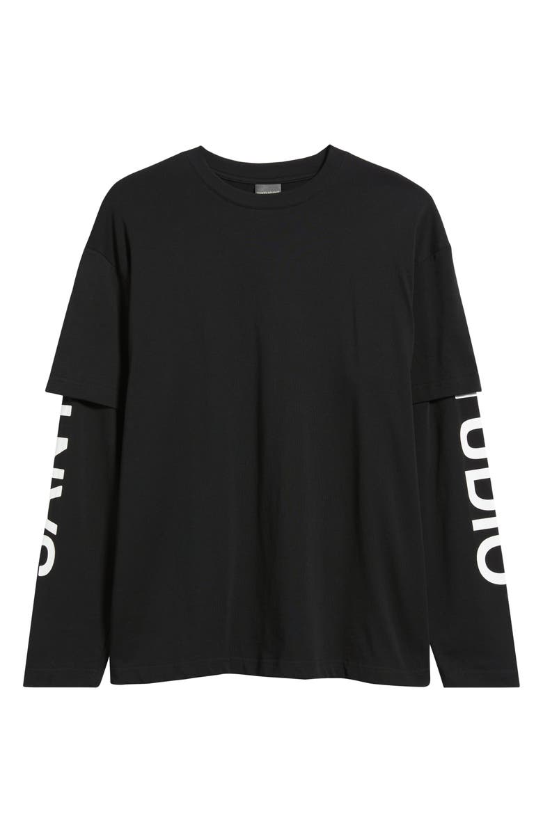 SANTO STUDIO Preda Layered Look T-Shirt, Alternate, color, Black