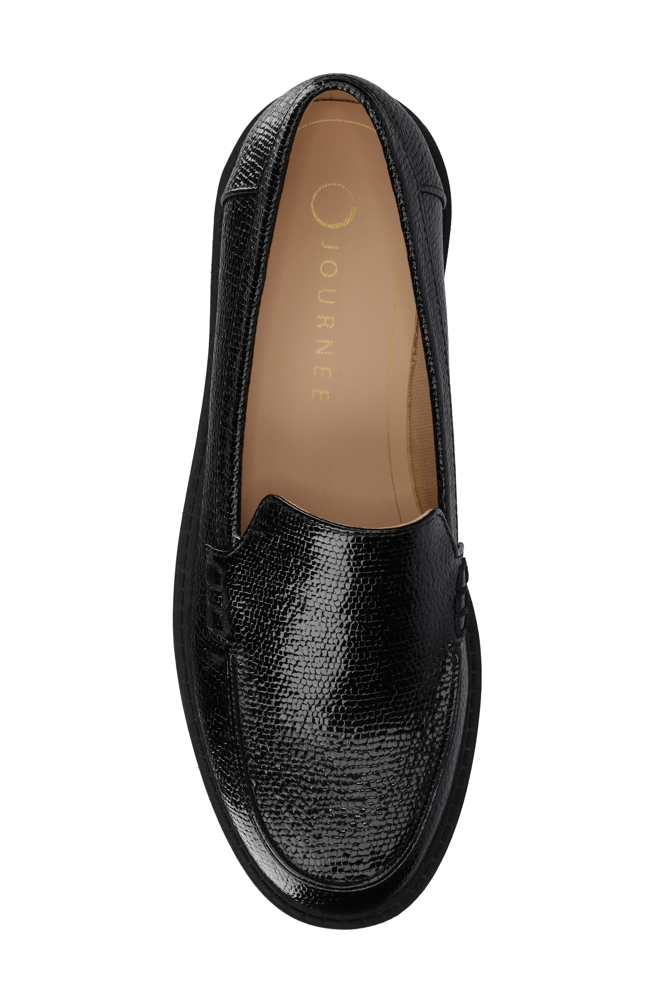 Journee Collection Ericka Lug Sole Platform Loafer - Wide Width, Alternate, color, Black Lizard