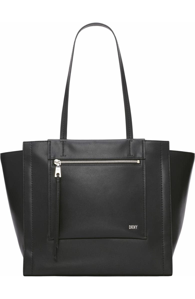 DKNY Pax Large Tote Bag, Main, color, Black/Silver