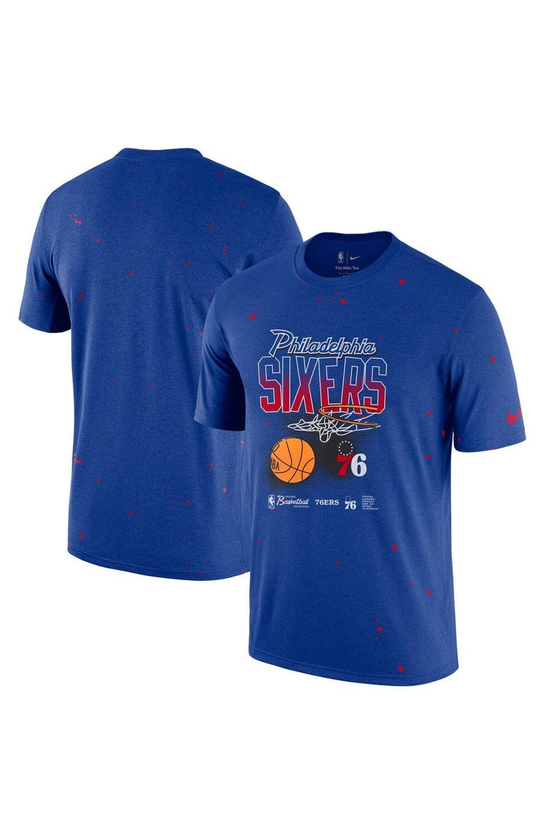 Nike Men's Nike Royal Philadelphia 76ers Courtside Splatter T-Shirt, Main, color, Royal