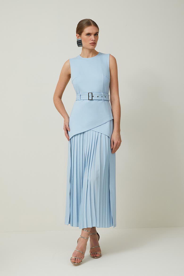 Jersey Pleated Maxi Dress, Main, color, Pale Blue