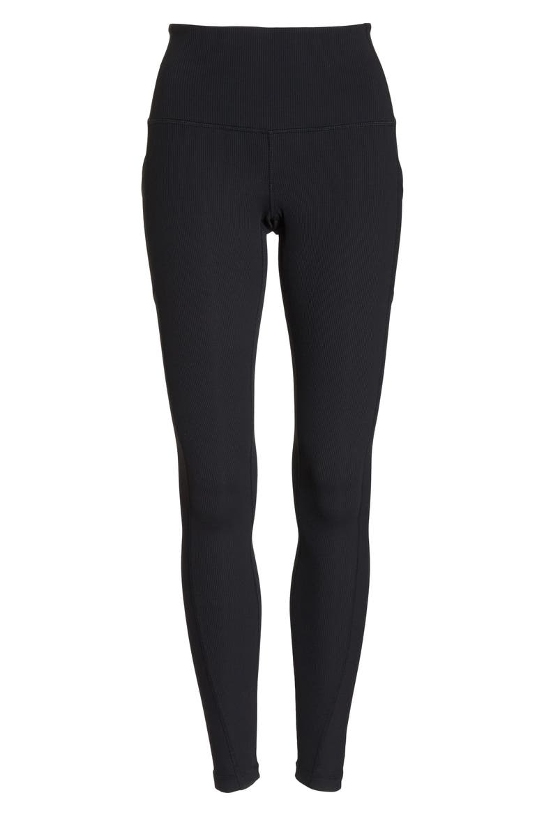 Divine High Waist Rib Leggings, Alternate, color, BLACK