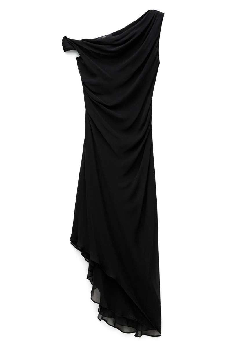 MANGO Asymmetric Drape Midi Dress, Alternate, color, 