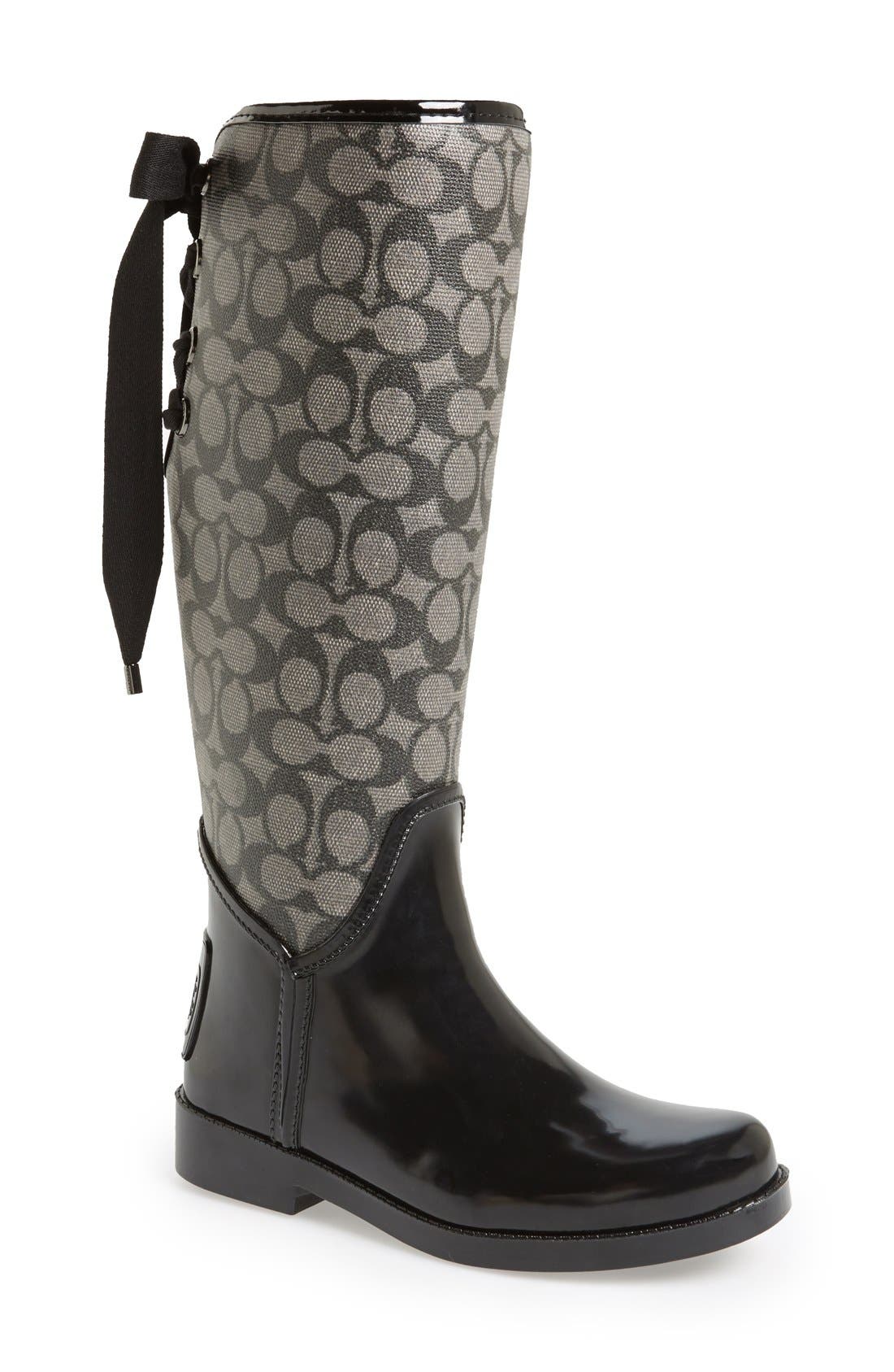 'Tristee' Rain Boot, Main, color, DARK DENIM/ BLACK