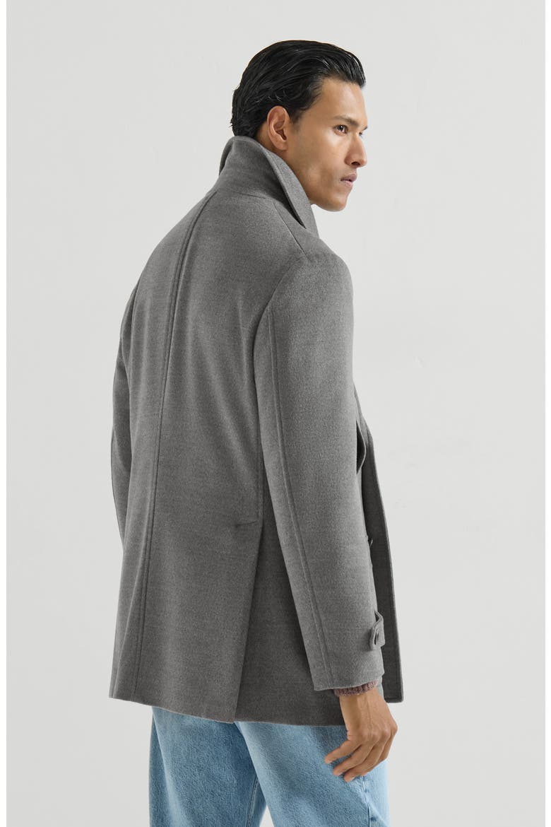 Virgin wool cloth four-pocket pea coat, Alternate, color, Grey