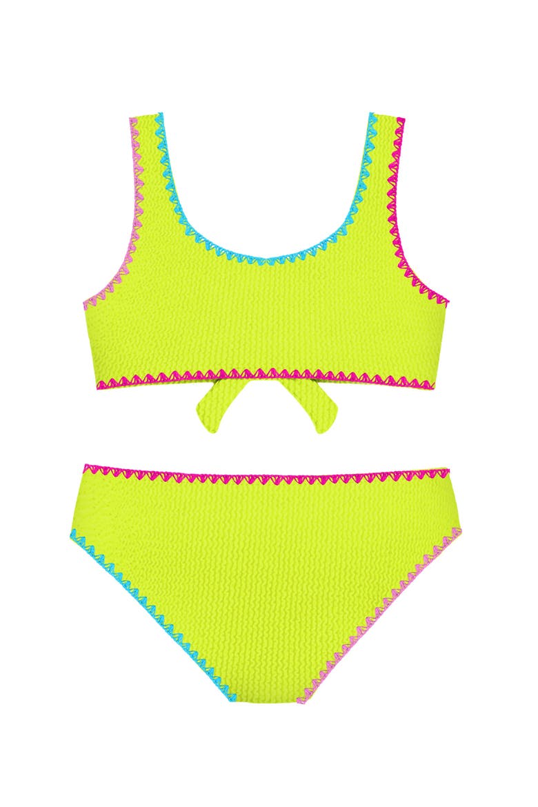 Crinkle Tie Bikini with Embroidered Trim, Alternate, color, Lime