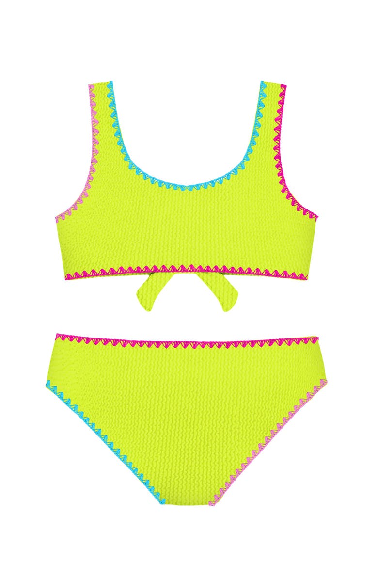 Limeapple Crinkle Tie Bikini with Embroidered Trim, Alternate, color, Lime