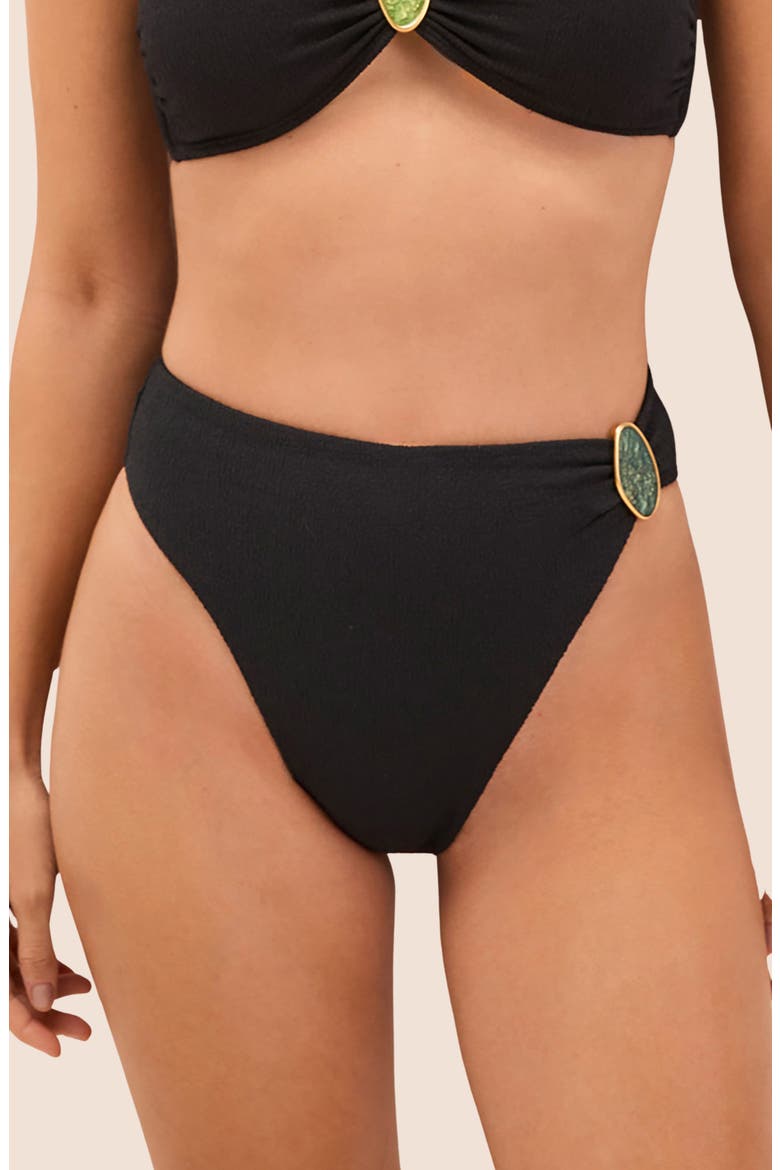Petra Gigi High Waist Hot Bikini Bottoms, Main, color, BLACK