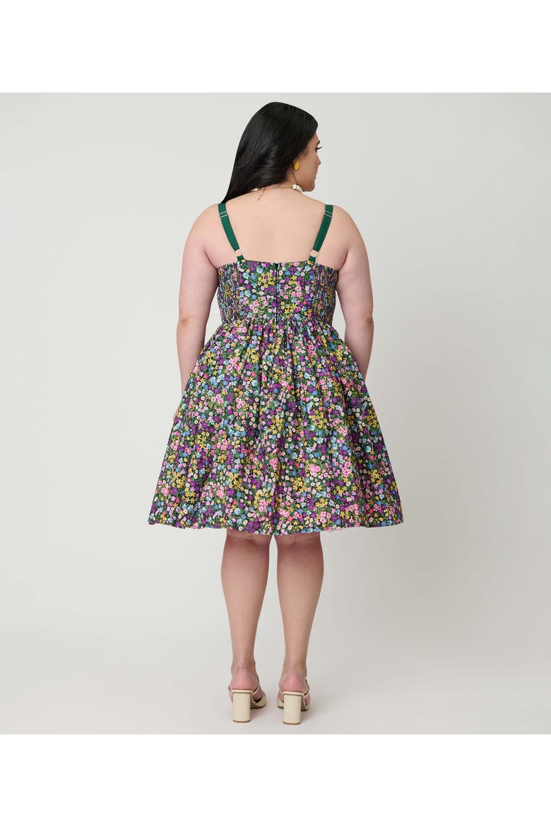 Plus Size 1950s Sleeveless Swing Dress, Alternate, color, Green Ditzy Floral Print