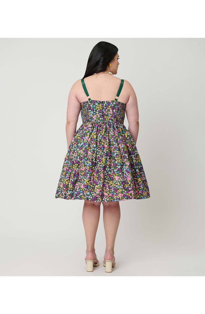 Unique Vintage Plus Size 1950s Sleeveless Swing Dress, Alternate, color, Green Ditzy Floral Print