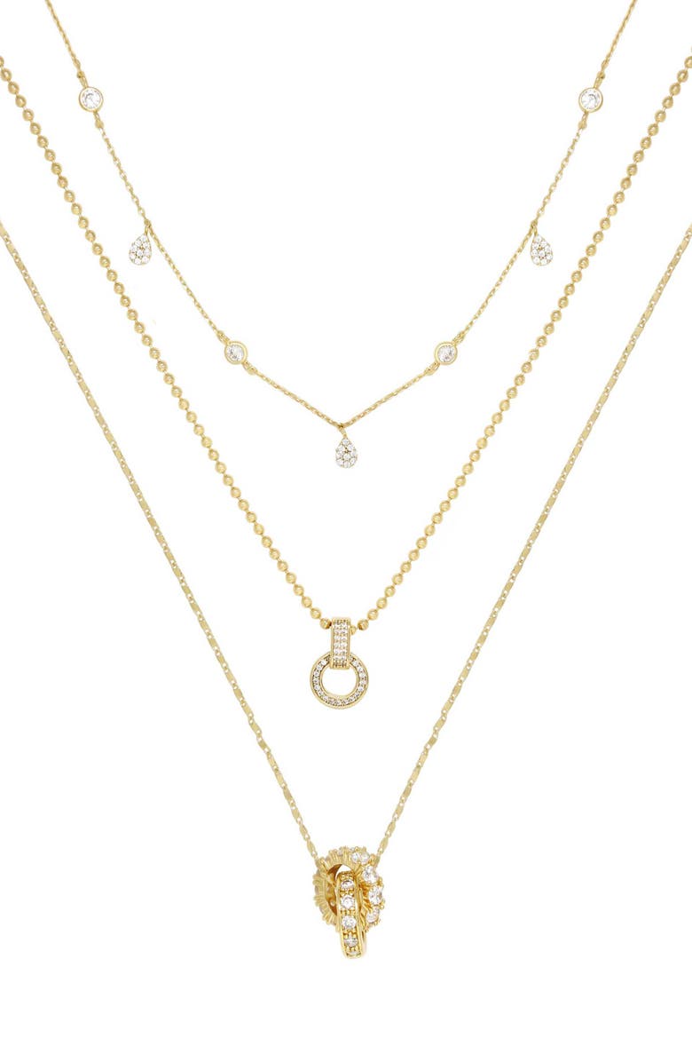 Ettika Set of 3 Crystal Pendant Necklaces, Main, color,