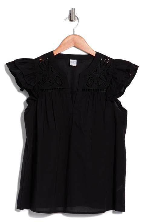 Short Sleeve Eyelet Top
