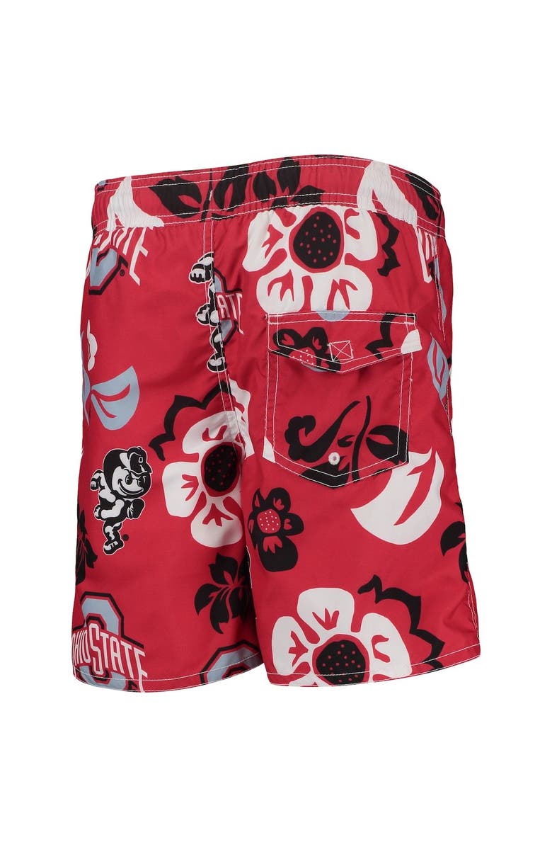 Wes & Willy Youth Wes & Willy Scarlet Ohio State Buckeyes Floral Volley Swim Trunks, Alternate, color, Scarlet