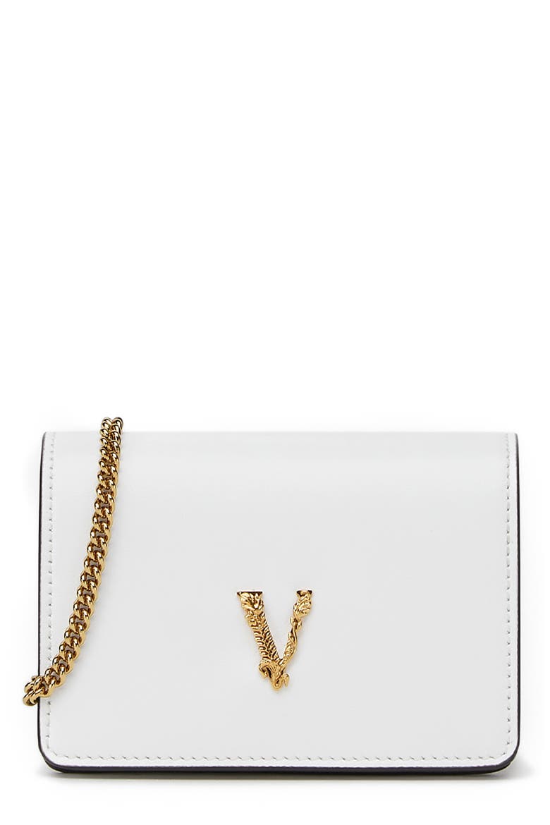 Virtus Leather Wallet on a Chain, Main, color, WHITE