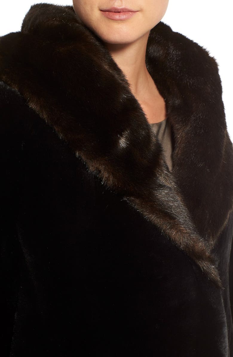 Gallery Hooded Full-Length Faux Fur Coat, Alternate, color,