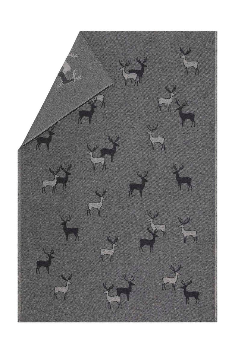 Luca Pair of Stags Throw, Main, color, Charcoal