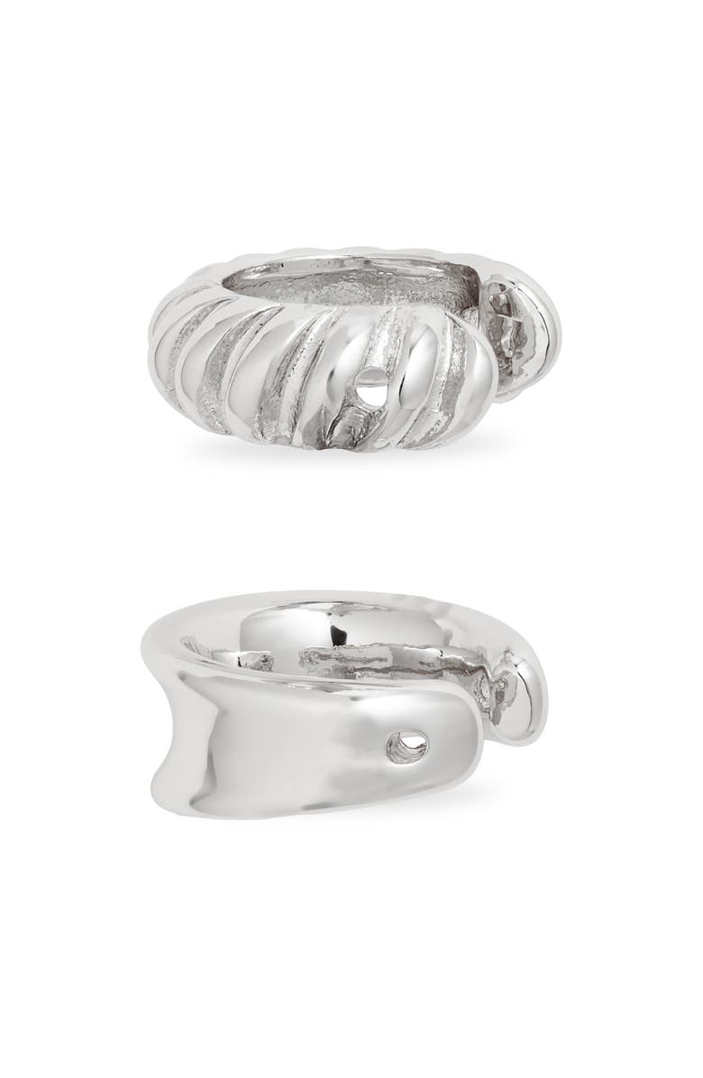 Open Edit Set of 2 Cuff Earrings, Main, color, Silver