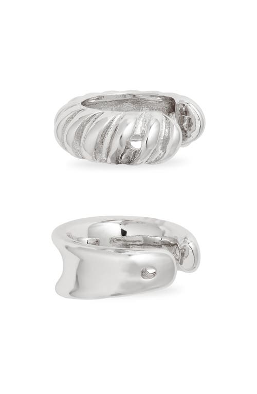 Open Edit Set Of 2 Cuff Earrings In Silver