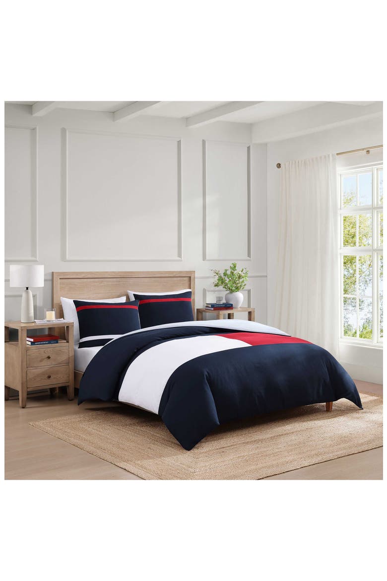 Iconic Anniversary Seersucker Duvet Cover & Shams Set, Alternate, color, NAVY