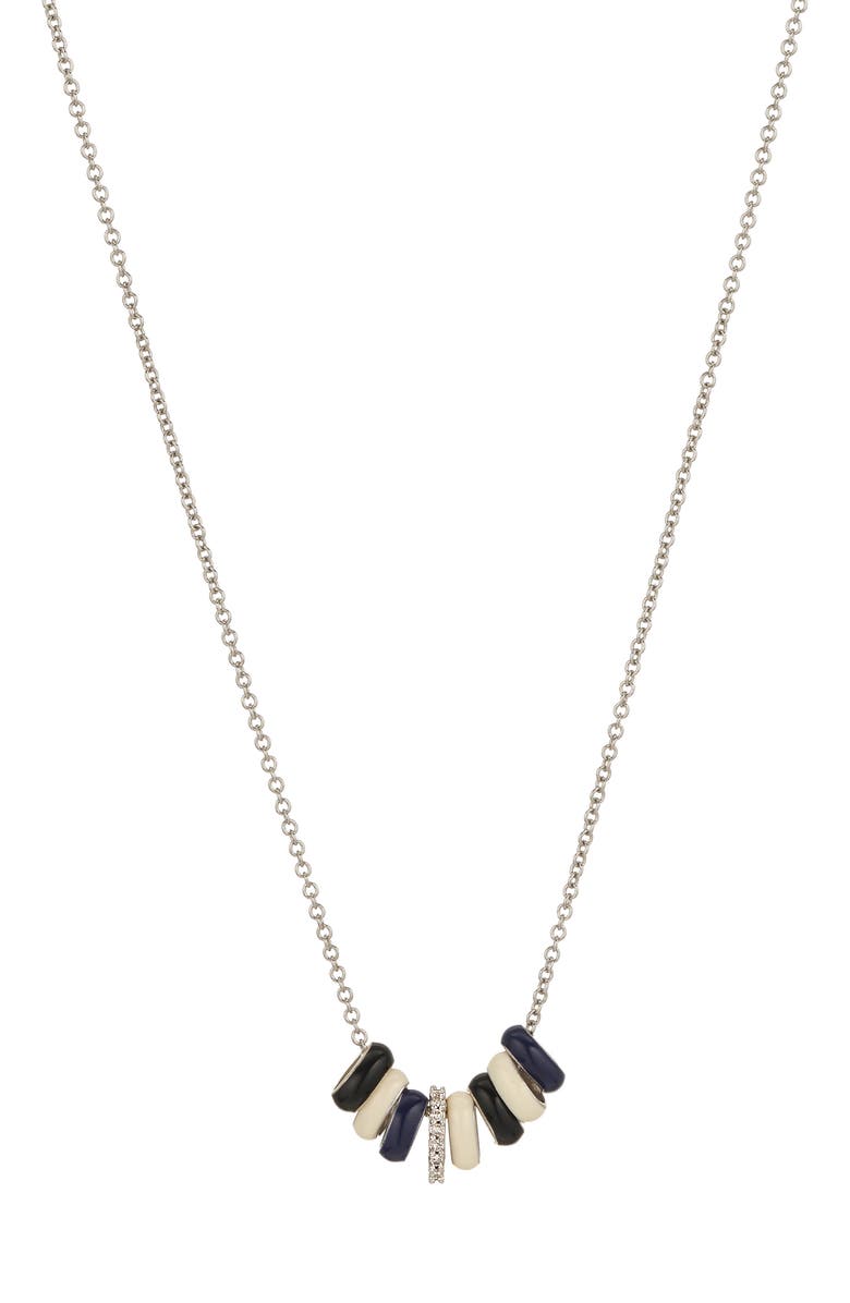 Adina Reyter Midnight Stripes Diamond & Enamel Mini Bead Necklace, Main, color, Sterling Silver
