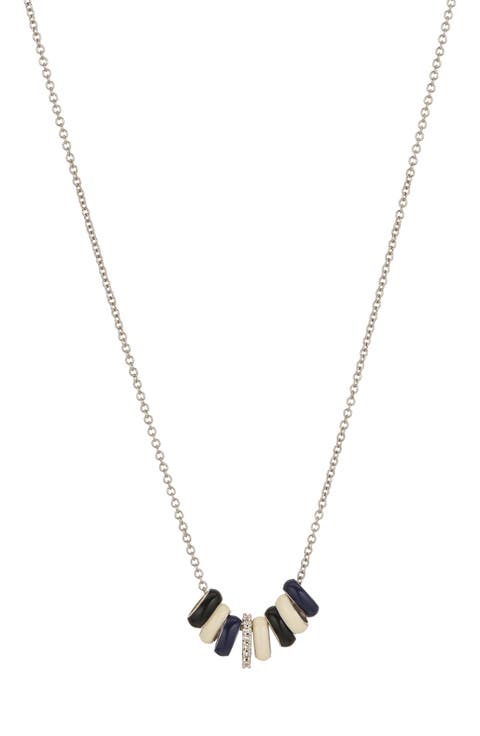 Midnight Stripes Diamond & Enamel Mini Bead Necklace