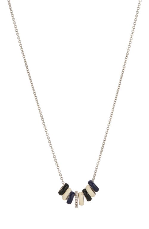 Adina Reyter Midnight Stripes Diamond & Enamel Mini Bead Necklace In Metallic