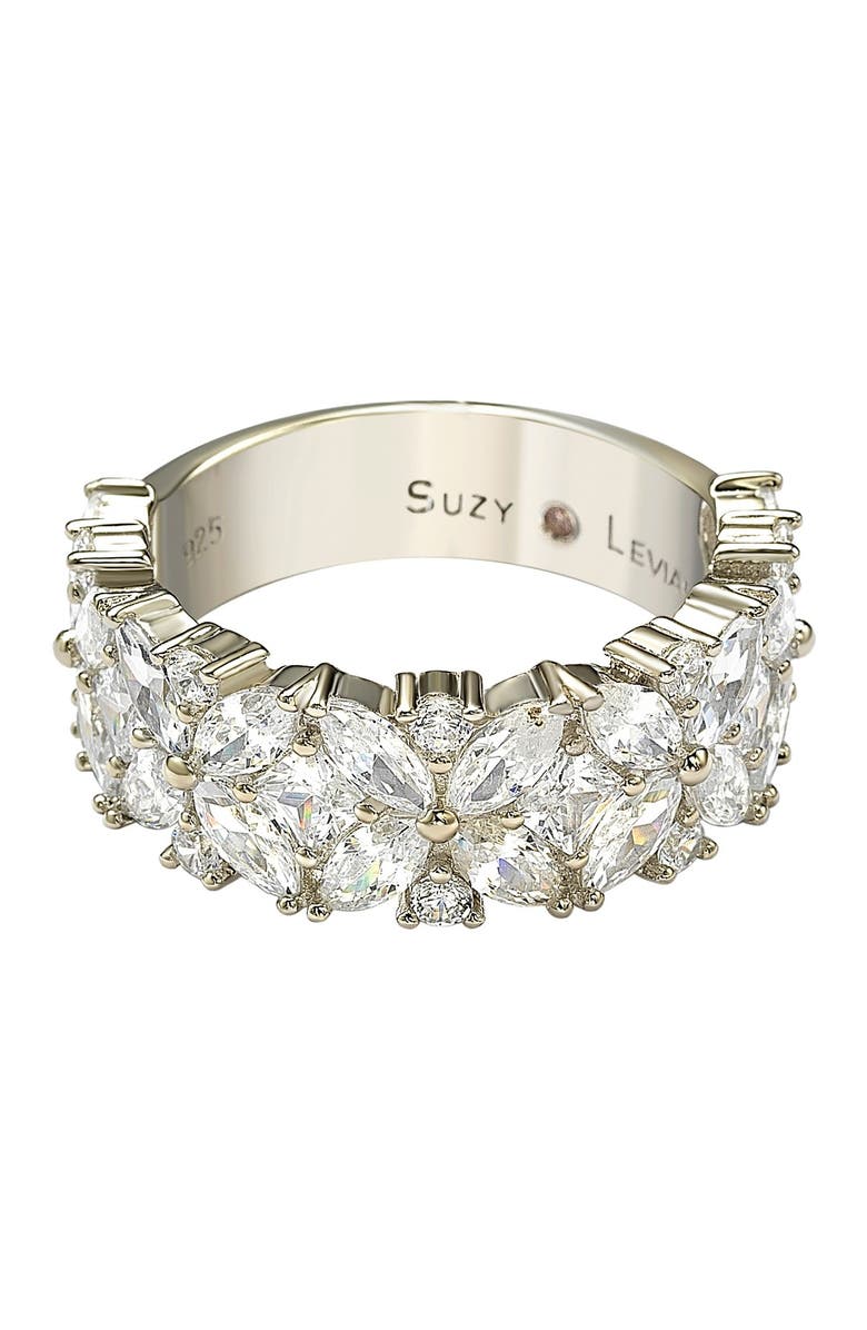 SUZY LEVIAN Multicut Cubic Zirconia Floral Eternity Ring, Alternate, color, White