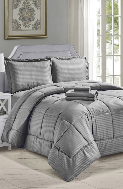 LUXURY HOME LUXURY HOME EMBOSSED STRIPE MICROFIBER 8-PIECE COMFORTER SET 