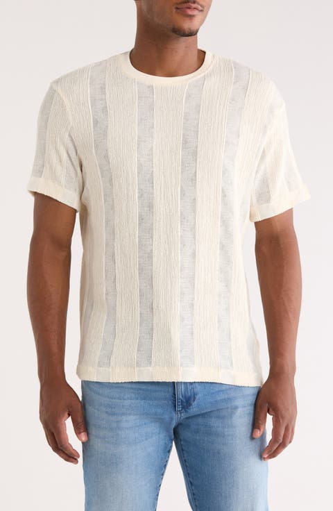 Vertical Stripe Knit T-Shirt
