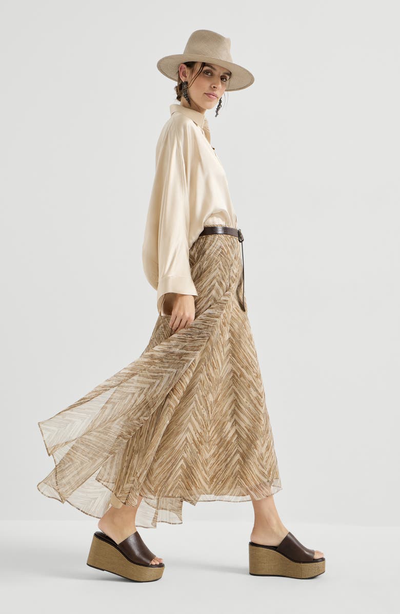 Brunello Cucinelli Paneled Circle skirt, Alternate, color, Beige