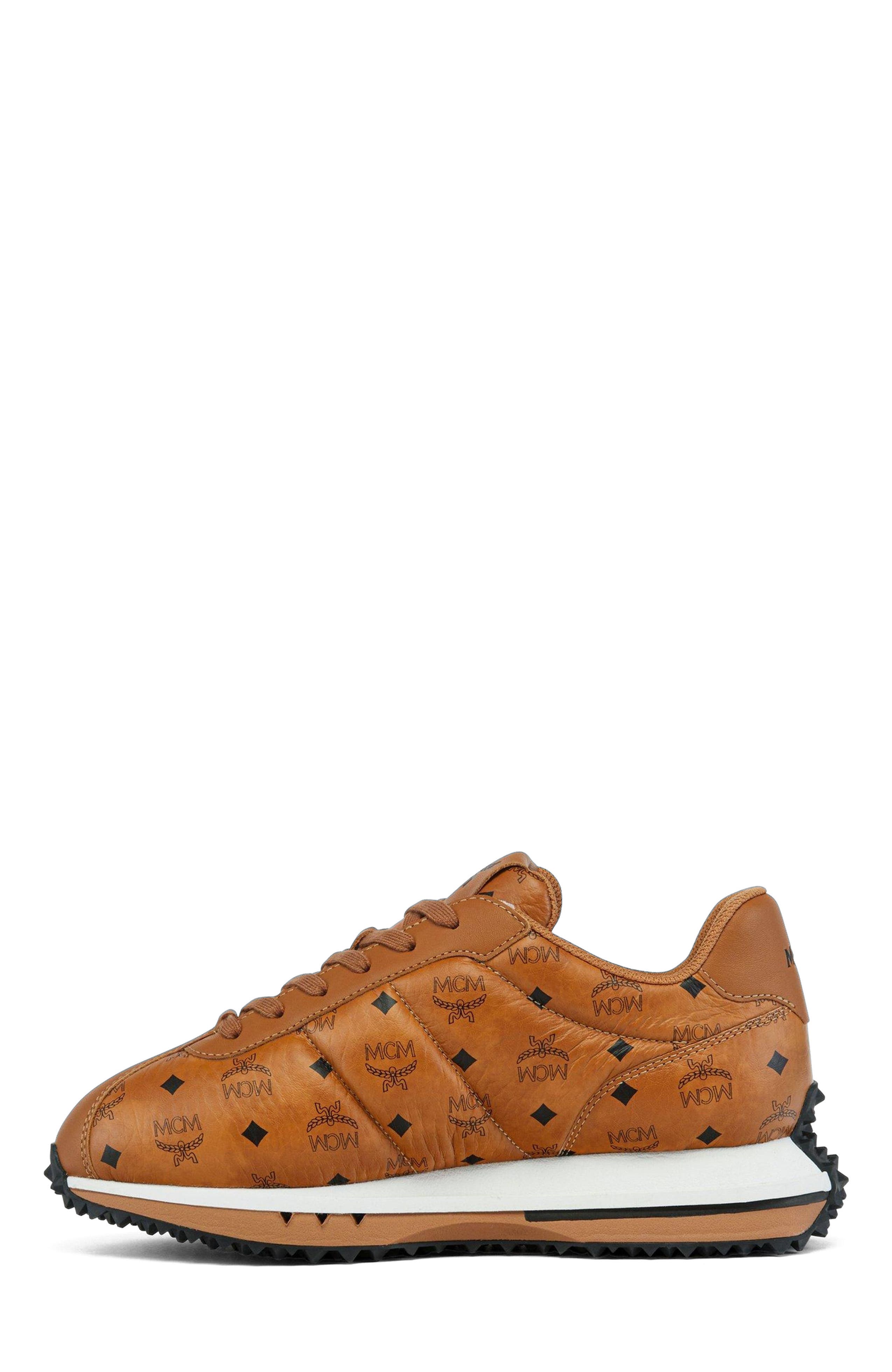 Women's Diamante Lo Sneakers in Quilted Monogram Leather, Alternate, color, Cognac