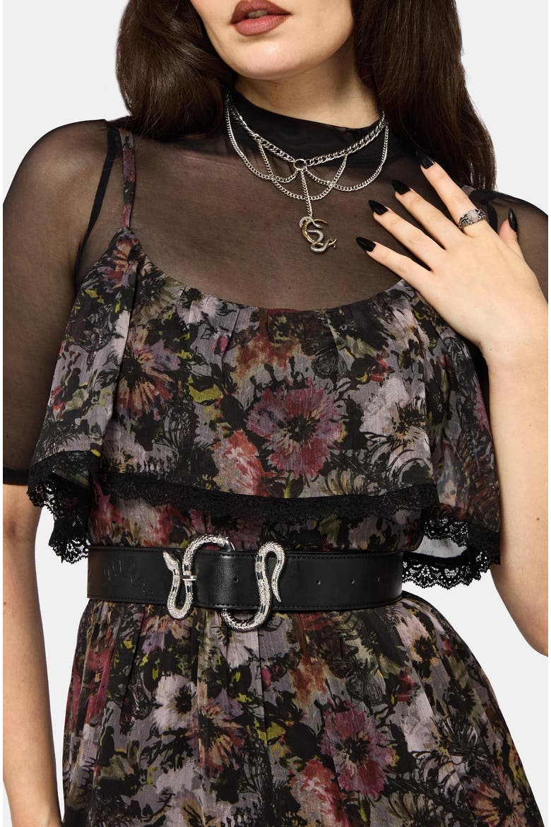 Mortua Grunge Floral Print Maxi Dress, Alternate, color, Black