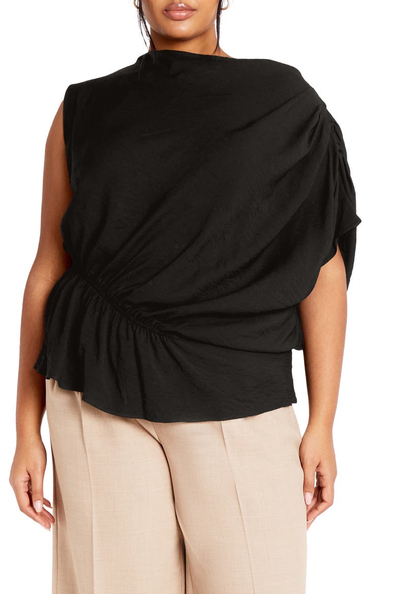 Ariel Asymmetric Woven Shirt, Main, color, BLACK