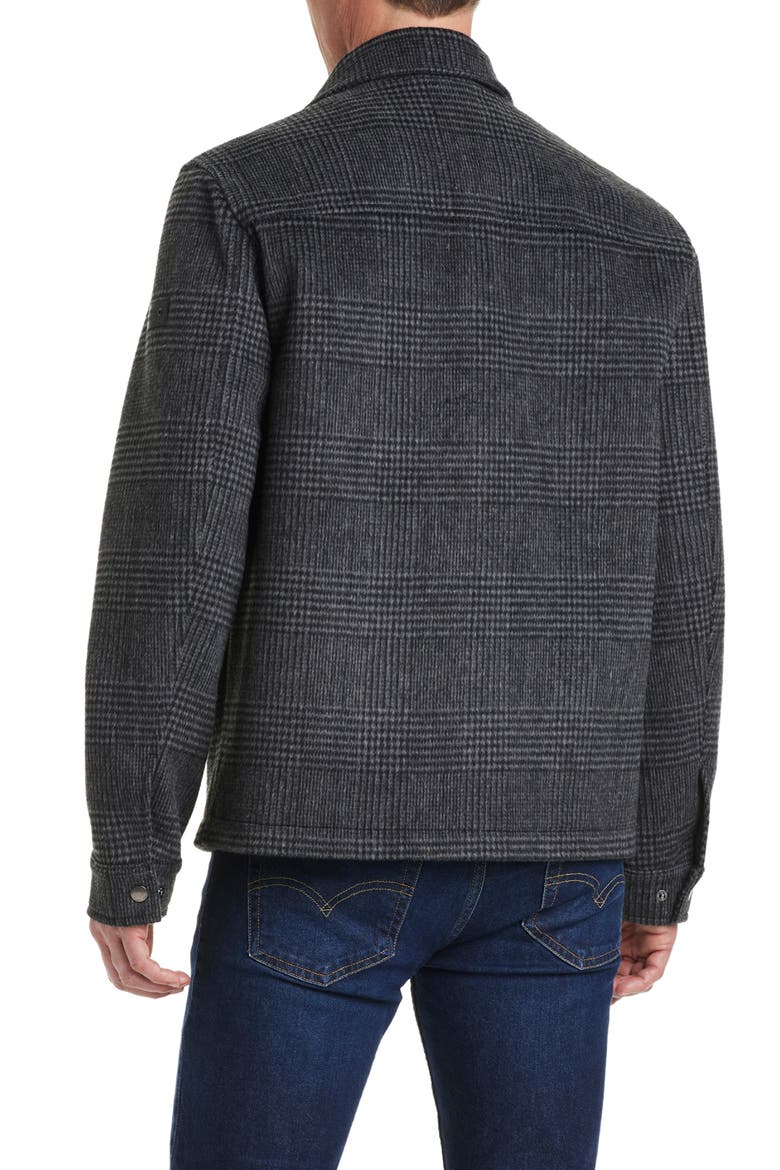 Plaid Flannel Zip Jacket, Alternate, color, CHARCOAL PRINCE OF WALES