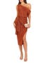 Santiago Metallic Side Tie One-Shoulder Midi Dress