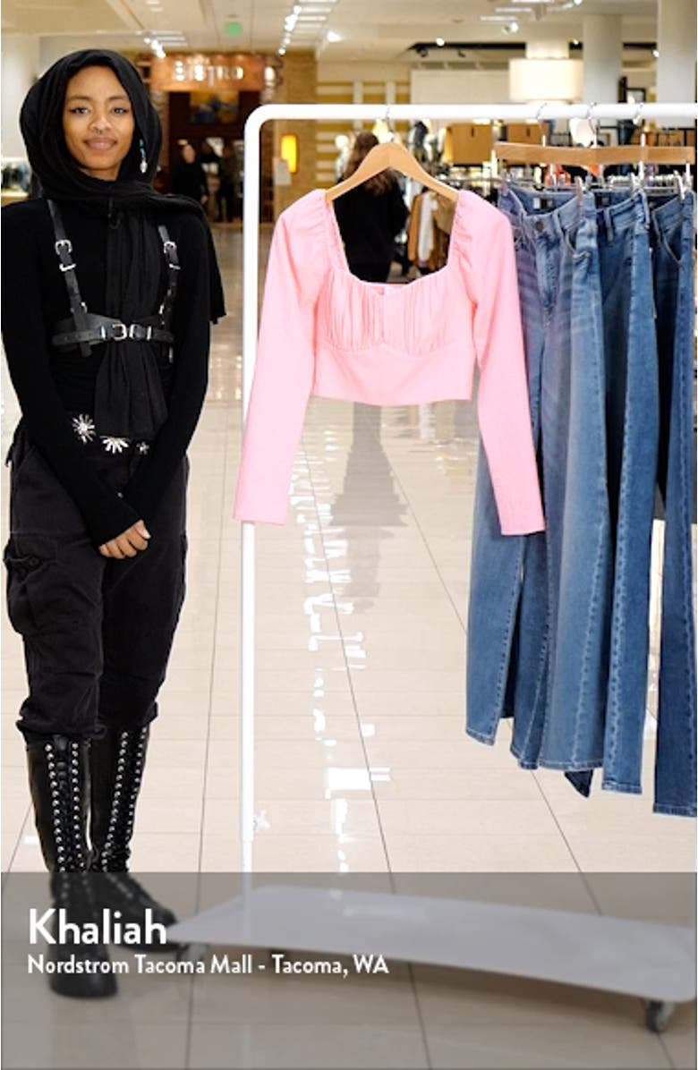 Long Sleeve Sweetheart Neck Crop Top, sales video thumbnail