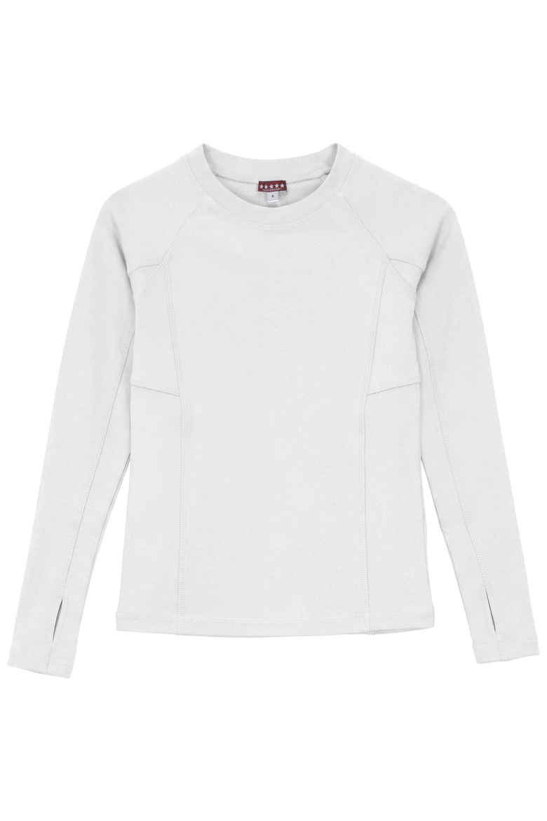 Girls Rib Knit Long Sleeve Top With Shaped Cuts, Main, color, Egg Shell