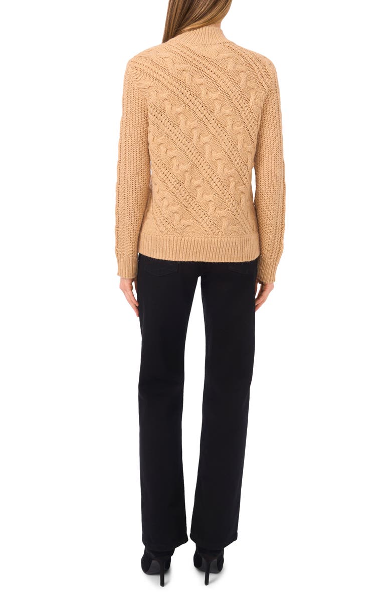 Halogen<sup>®</sup> Diagonal Cable Mock Neck Sweater, Alternate, color, Latte Heather