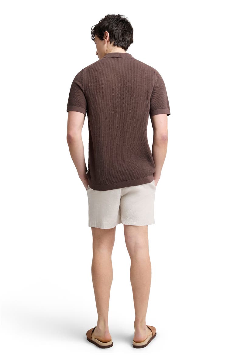 Onia Crochet Knit Button Up Short Sleeve Shirt, Alternate, color, Espresso