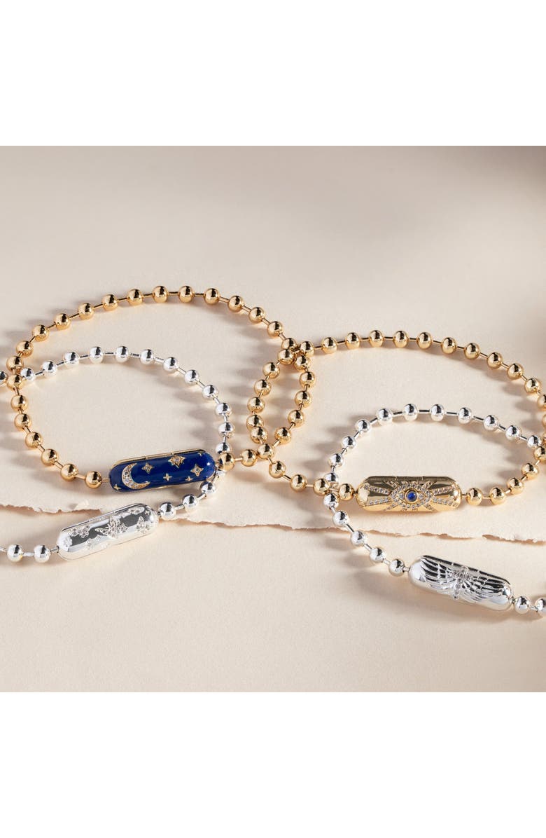 Alex and Ani Ball Chain Barrel Closure Bracelet with Evil Eye, Alternate, color, Silver