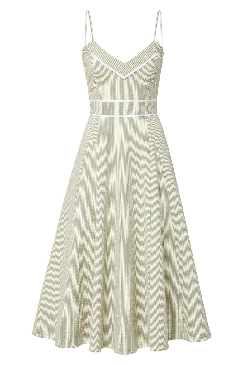 Janis Fit & Flare Midi Dress, Alternate, color, LIME/ DOVE