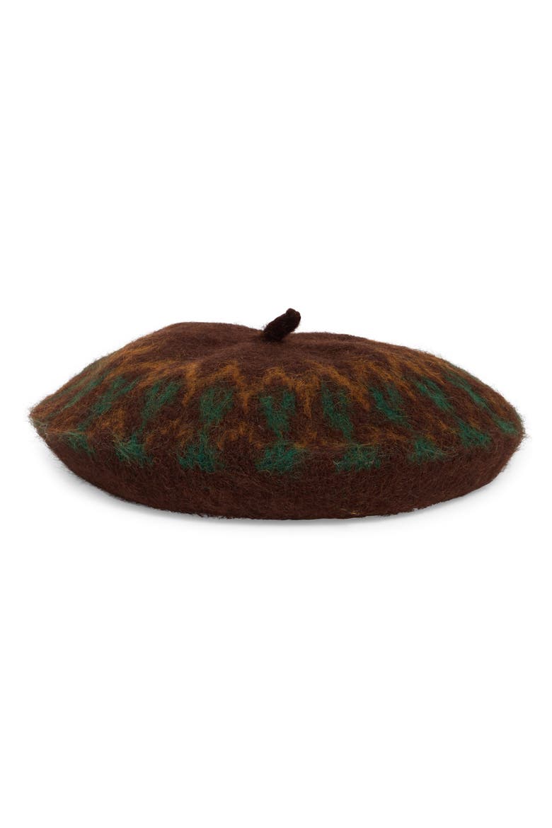 Fair Isle Knit Beret, Main, color, DK BROWN