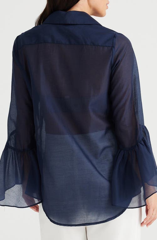 BRAVE + TRUE BRAVE+TRUE MIRANDA BELL SLEEVE BUTTON-UP SHIRT 