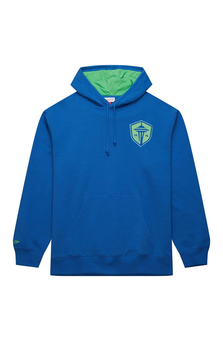 Mitchell & Ness Men's Mitchell & Ness Blue Seattle Sounders FC Crest Fleece Pullover Hoodie, Alternate, color, Blue