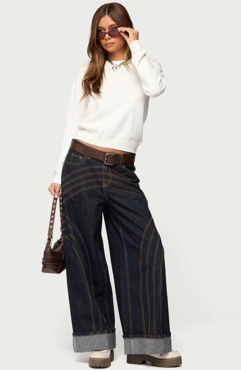 EDIKTED LIizzey Crewneck Sweater, Alternate, color, White